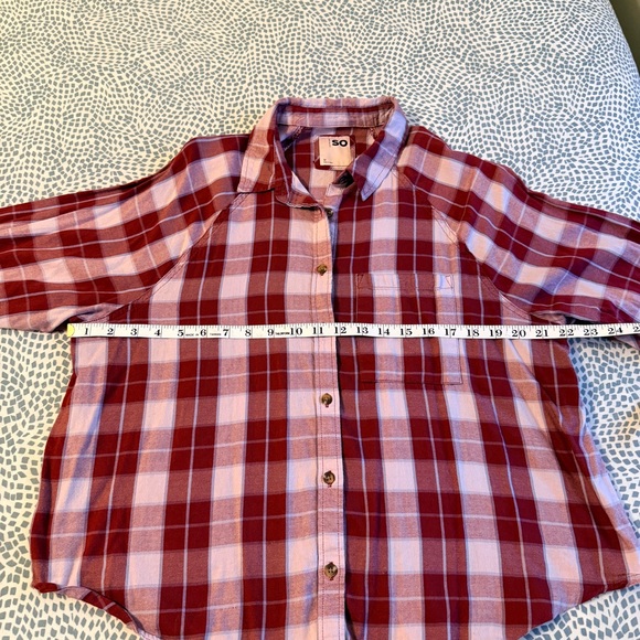 SO | Maroon and White Plaid Shirt - Picture 4 of 9